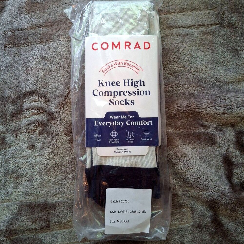 Comrad Knee High Compression Socks 14% Merino Wool Unisex Size M New